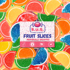 R.U.S. Candy front packaging showing 1 lb bag and colorful slices, great for parties