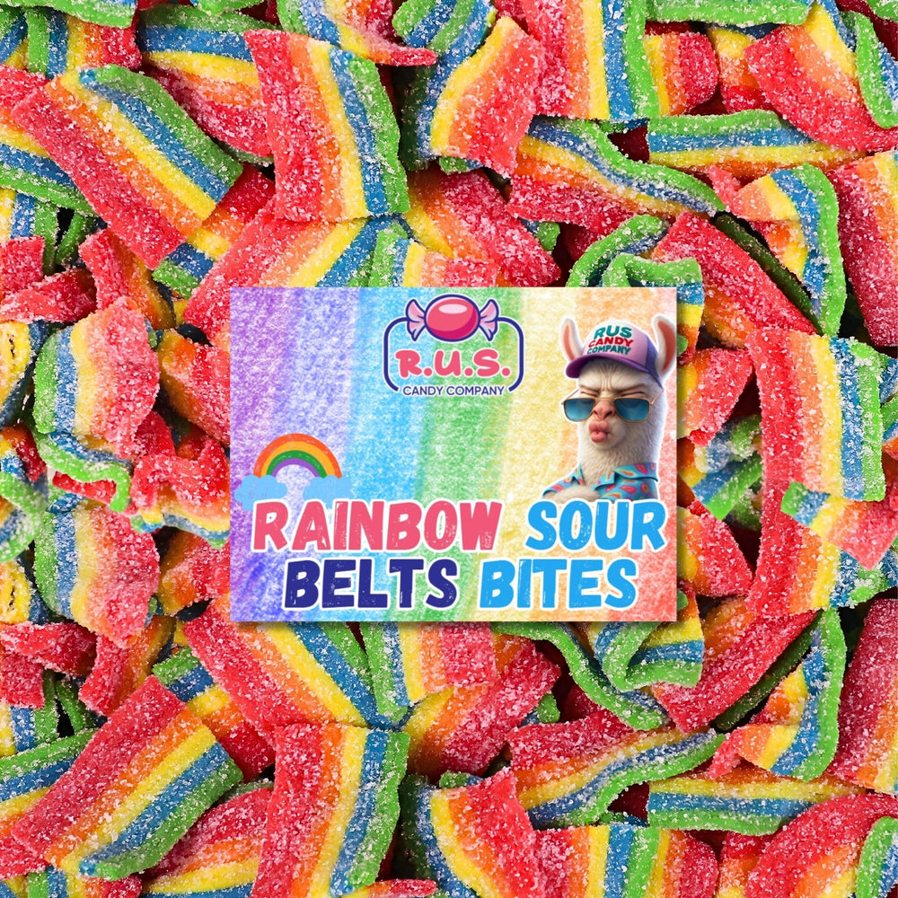 R.U.S. Candy front packaging showing colorful sour belts and one-pound bag convenience