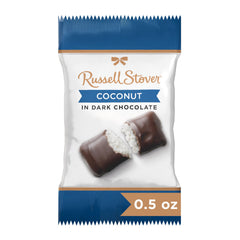 Russell Stover single unwrapped piece revealing dark chocolate shell and ready-to-eat appeal