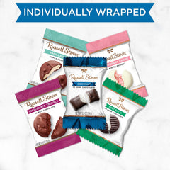 Russell Stover candy held in hand illustrating half-ounce size and easy portioning