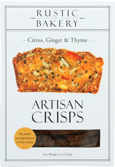 Rustic Bakery front packaging showing citrus ginger thyme flavor and inviting design