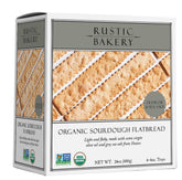 Rustic Bakery front packaging showing olive oil and sel gris flavor and serving suggestion