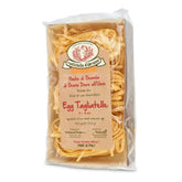 Rustichella d'Abruzzo front packaging showing 250g tagliatelle and authentic appeal