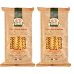 Rustichella d'Abruzzo front packaging showing pasta box and label, highlighting authenticity
