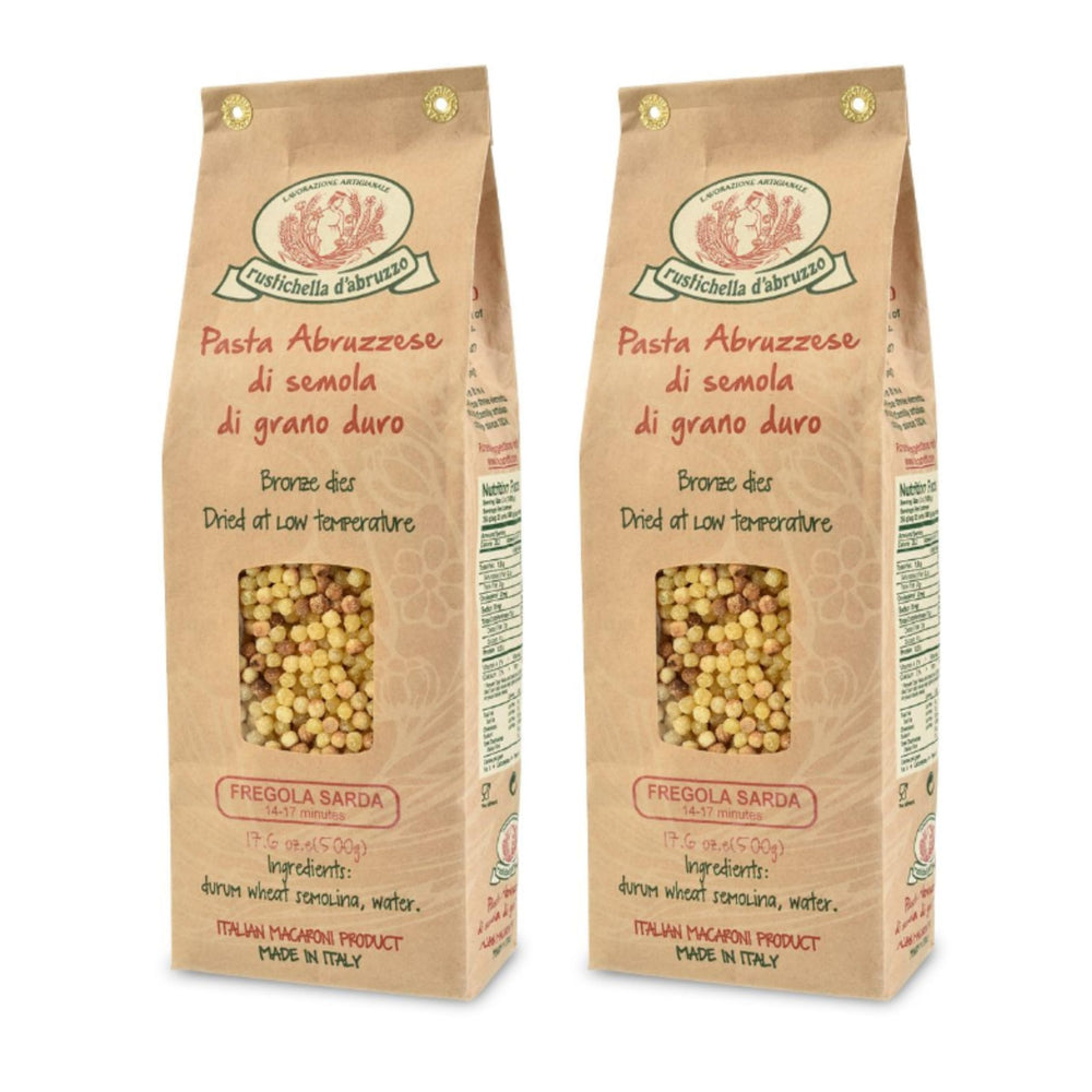 Rustichella d'Abruzzo front packaging showing two 17.6 oz bags and brand clarity