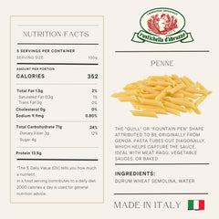 Rustichella d'Abruzzo penne close-up texture showing ridges that hold sauce