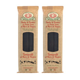 Rustichella d'Abruzzo front packaging showing black squid ink tonnarelli and benefits