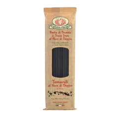 Rustichella d'Abruzzo front packaging showing product and origin, high-quality appeal
