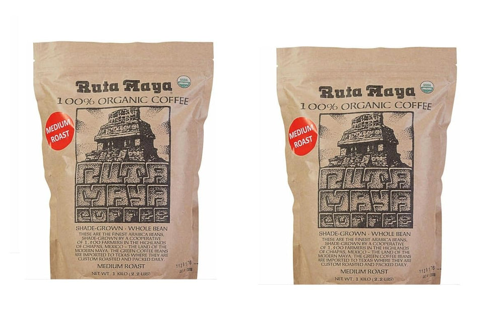 Ruta Maya front packaging showing two 2.2 lb bags and value