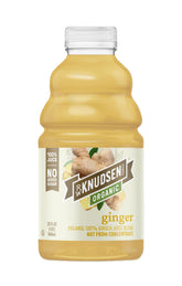 R.W. Knudsen front bottle view showing organic ginger juice and clear labeling for convenience