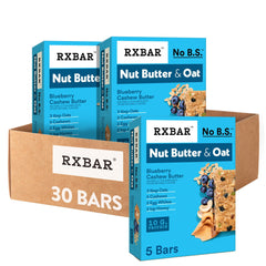 RXBAR front packaging showing blueberry cashew butter for portable snacking benefits