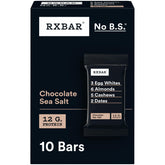 RXBAR front box showing chocolate sea salt flavor and benefits