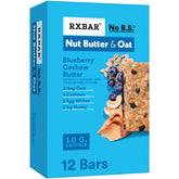 RXBAR front box showing blueberry cashew flavor and 12 bars for convenient supply