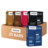 RXBAR front packaging showing five-flavor variety pack and convenience benefits