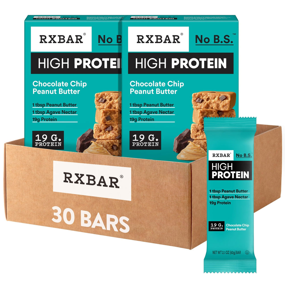 RXBAR front packaging showing chocolate chip peanut butter flavor and convenience