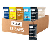 RXBAR front packaging variety pack showing 12 bars and flavor icons for quick choice