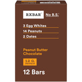 RXBAR front box showing peanut butter chocolate flavor and benefits