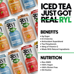 A glass poured from The Ryl Co can with ice demonstrating taste appeal