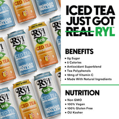 The Ryl Co tea pouring with visible bubbles and texture, suggests refreshing taste