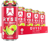 RYSE Fuel can front view showing Cherry Limeade branding and energy benefits