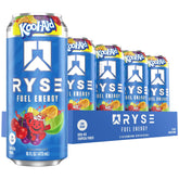 RYSE Up Supplements front can shot showing Kool-Aid Tropical Punch branding and energizing design