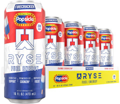 RYSE Fuel front can view showing Popsicle Firecracker flavor and bold branding for quick recognition