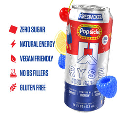 RYSE Fuel open can pouring into glass to show color and smooth pour for visual flavor cue