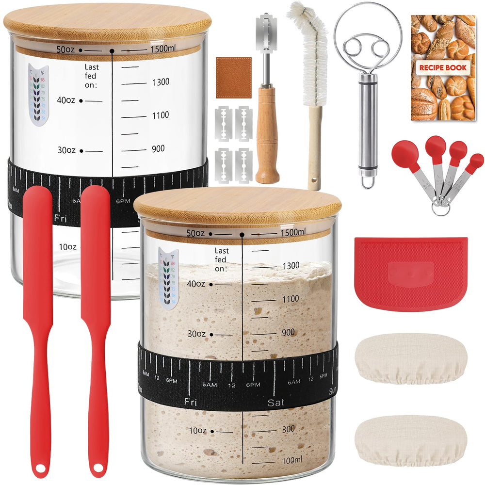 RYTOXILO front view of full sourdough starter kit showing contents and neat packaging benefit clarity