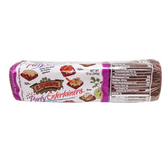 S. Rosen's close-up crumb texture of pumpernickel slice enhancing topping hold