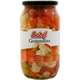 Sadaf giardiniera mild front jar showing label and vegetables for easy pantry choice