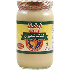 Sadaf kashk front jar showing label and ready-to-use texture