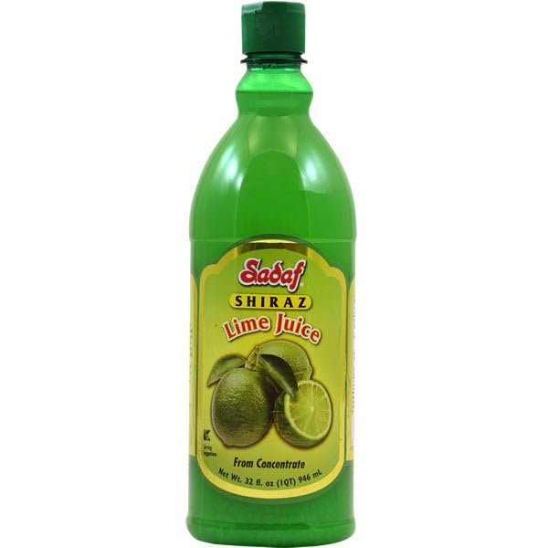 Sadaf lime juice Shiraz front label showing kosher 32 oz bottle and clear branding for pantry convenience