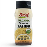 Sadaf tahini front packaging showing organic label and convenient squeeze bottle
