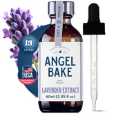 SAENA BAKING CO front label of Angel Bake lavender extract shows clear culinary info and benefits