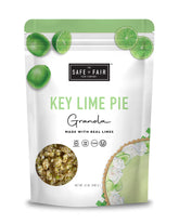 The Safe + Fair Food Company bag front view showing key lime pie granola benefits