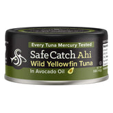 Safe Catch front can pack showing label and wholesome benefits