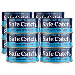 Safe Catch front packaging 12‑pack showing cans and brand for pantry convenience