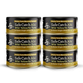 Safe Catch front packaging 6-pack showing cans and branding, highlights convenience