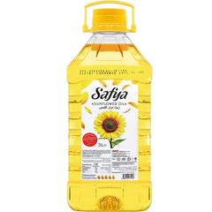 Safya 3L front bottle showing clean label and easy-pour handle for home kitchens