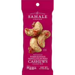 Sahale Snacks front packaging showing 18 single‑serve pouches and branding benefit