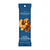 Sahale Snacks front packaging showing honey cinnamon cashews and pouch benefits