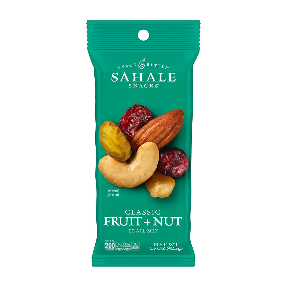 Sahale Snacks front packaging showing product and certifications for easy choice