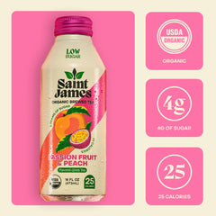 Saint James label close-up highlighting organic green tea and ingredient clarity