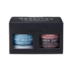 Saltverk gift box with Flaky and Lava salts showcasing premium presentation