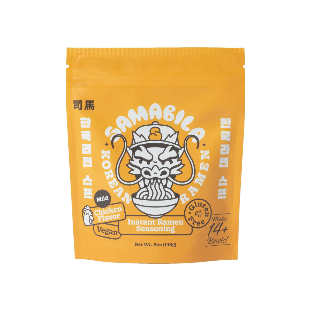 SAMABILA front packaging showing 5 oz pouch and clear branding for pantry convenience