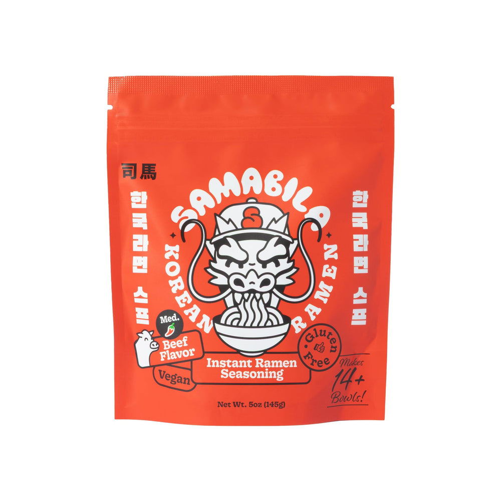 SAMABILA front packaging showing label and resealable pouch, clear product ID and convenience