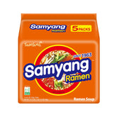 SAMYANG front packaging showing five individual ramen packs and branding benefit easy storage
