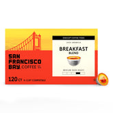 San Francisco Bay front packaging showing breakfast blend and 120 count benefit