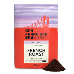 SAN FRANCISCO BAY front packaging showing 28 oz bag and bold roast label, rich aroma benefit