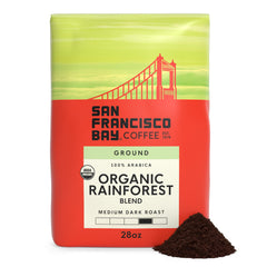 San Francisco Bay front packaging 28 oz bag showing blend name and benefits